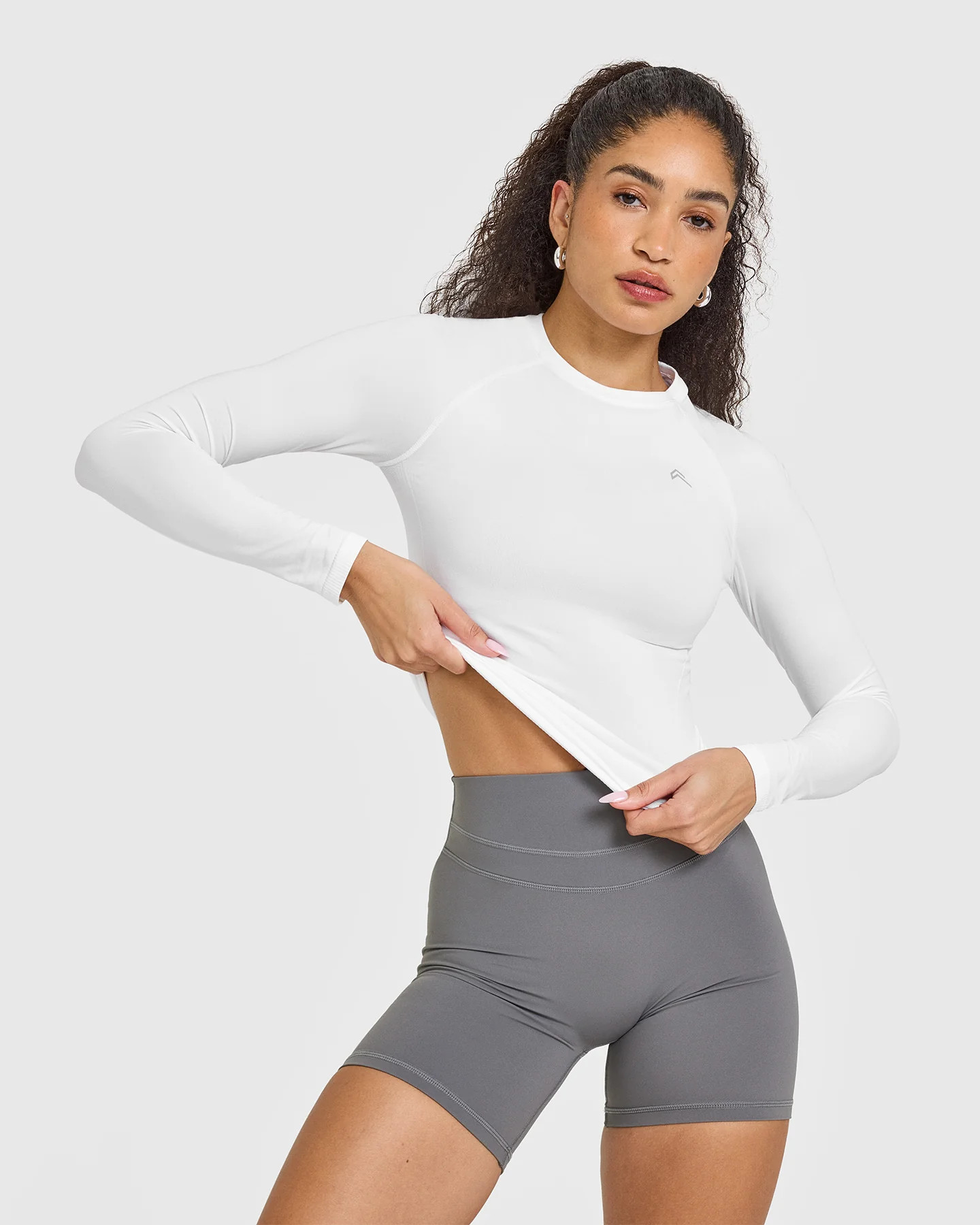 Go To Seamless Fitted Long Sleeve Top 
 White | Oner Active (UK / US)