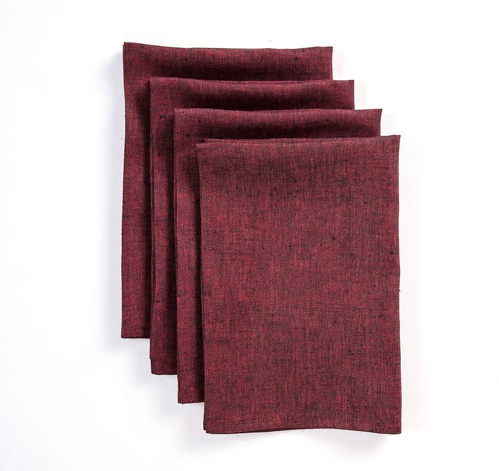 Solino Home Red Garnet Linen Cloth Napkins – 20 x 20 Inch Dinner Napkins Set of 4 – 100% Pure... | Amazon (US)