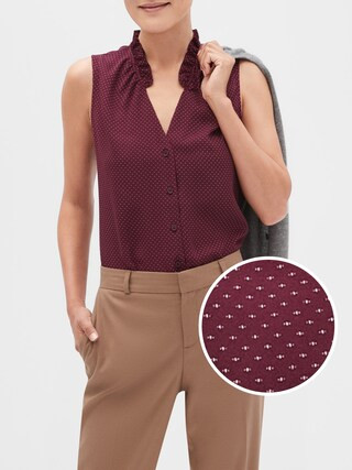 Drapey Classic Ruffle-Neck Top | Banana Republic Factory