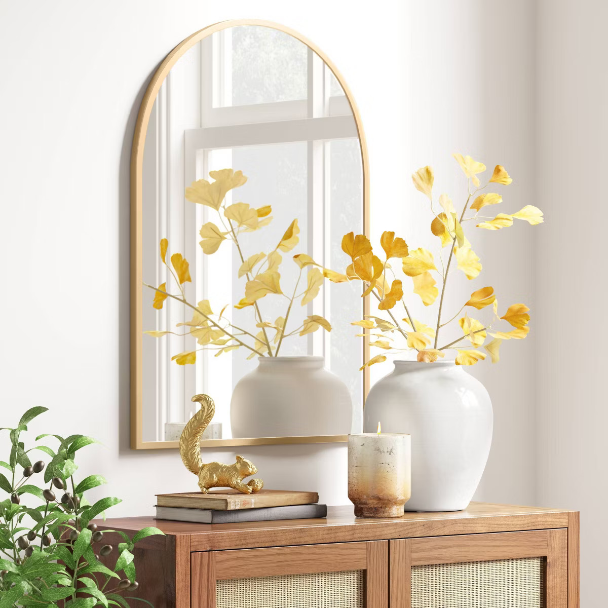 20" x 30" Arched Metal Wall Mirror Brass - Threshold™ | Target