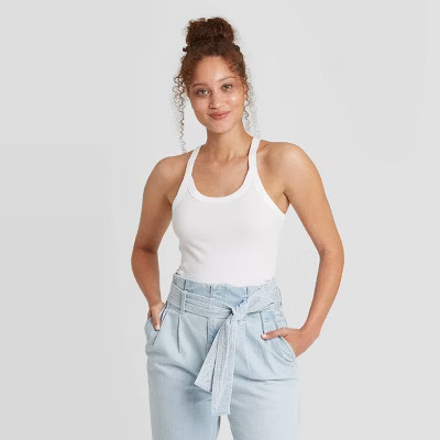 Women's Slim Fit Tank Top - A New Day™ White M | Target