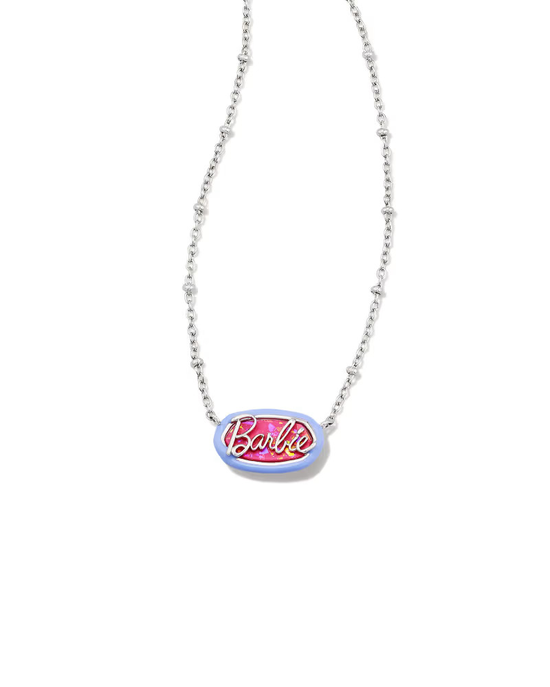 Barbie™ x Kendra Scott Silver Elisa Satellite Reversible Necklace in Pink Iridescent Glitter Gl... | Kendra Scott