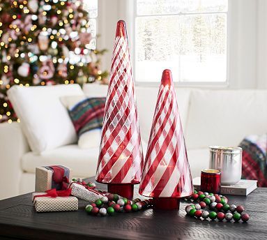Candy Striped Glass Tree Cloches | Pottery Barn (US)