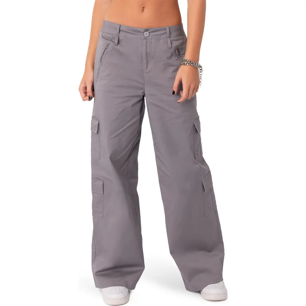 EDIKTED Zaria Stretch Cotton Cargo Pants in Gray at Nordstrom, Size X-Large | Nordstrom