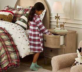 Stewart Plaid Smocked Flannel Kid Nightgown | Pottery Barn Kids