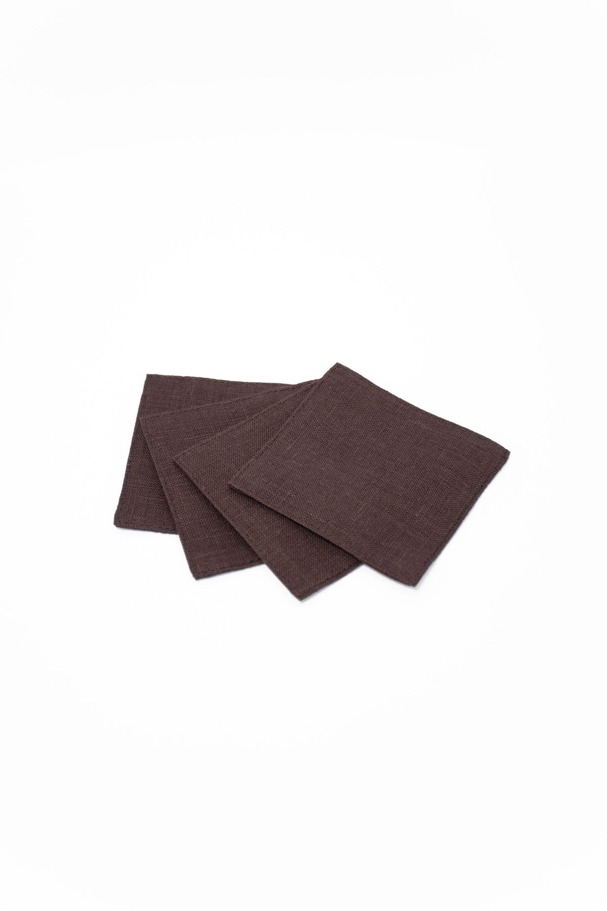 Linen Coasters - Set of 4 - Brown | THELIFESTYLEDCO