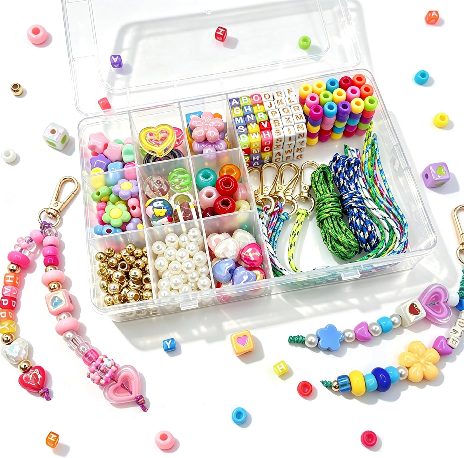Bead Keychain Kit, 421PCS Alphabet Beads for Bag Cham and Jewelry Making | Amazon (US)