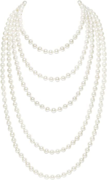 BABEYOND Long Pearl Necklace Faux Pearls Necklace Set Beaded Long Pearls Necklace 1920s Gatsby Co... | Amazon (US)