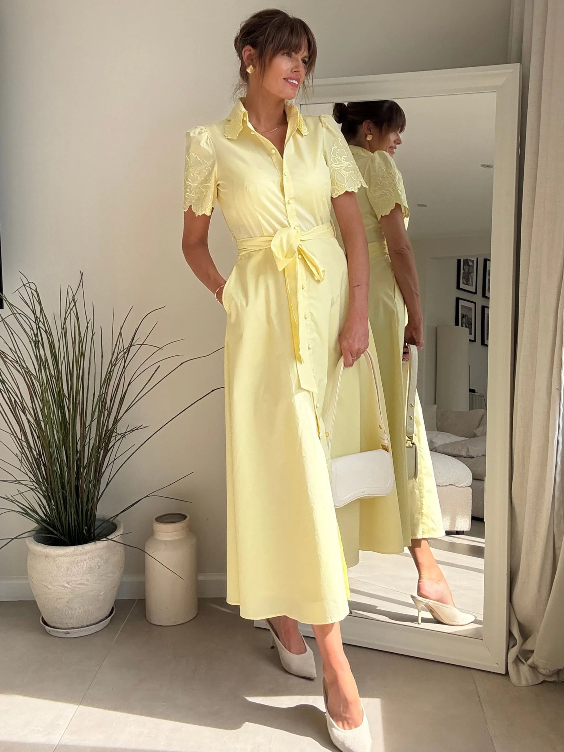 Style Cheat Style Cheat Yellow 3D Floral Appliqué Dress | Next US