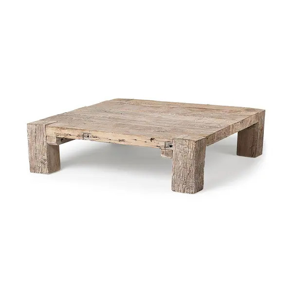 McArthur Light Brown Reclaimed Solid Wood Square Coffee Table - 48.0L x 48.0W x 14.0H - Overstock... | Bed Bath & Beyond