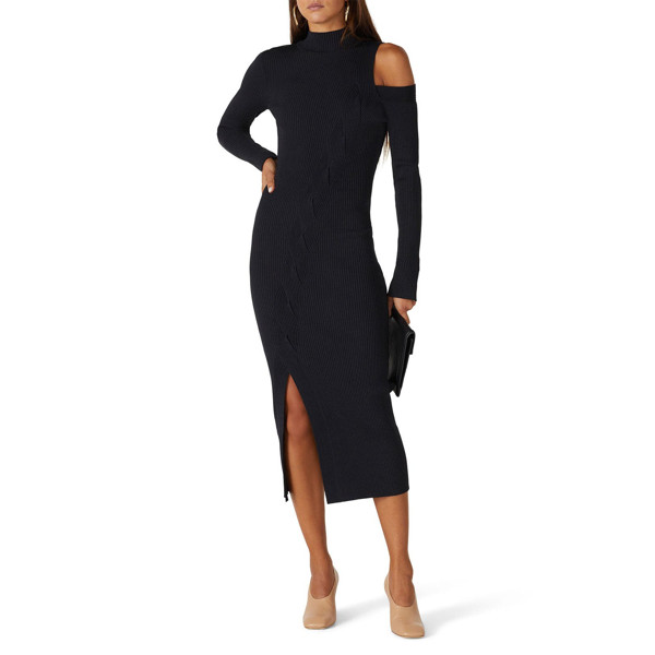 Jonathan Simkhai Aurora Ribbed Dress black | Rent the Runway