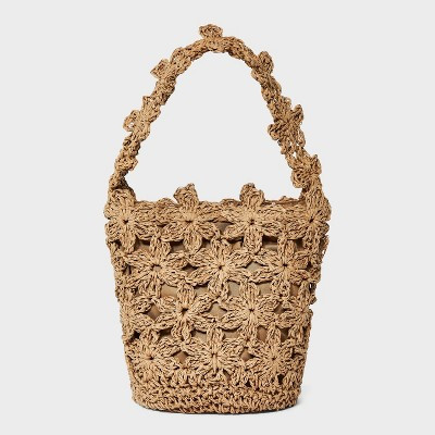 Straw Mini Floral Bucket Bag - A New Day™ Beige | Target