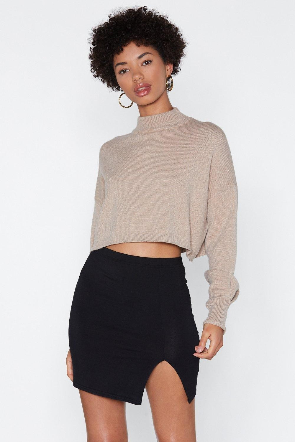 Womens High-Waisted Bodycon Mini Slit Skirt - Black | NastyGal (US & CA)