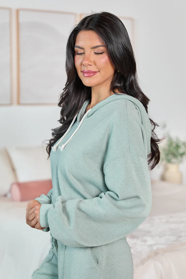 Cori Sage Crop Hoodie SALE | Pink Lily