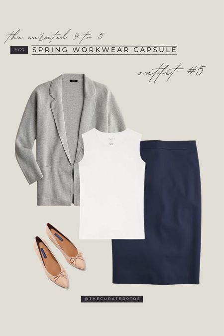 Spring Workwear Capsule - Outfit #5

Work style, work outfit, office style, sweater blazer, pencil skirt, navy skirt, leather flats, smooth top, cardigan

#LTKstyletip #LTKworkwear #LTKshoecrush
