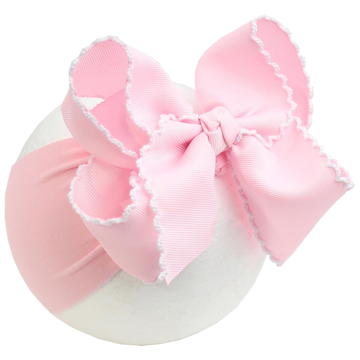 6'' Jumbo Pink Baby Girls Bow Headbands, Soft Nylon Headwraps | Amazon (US)