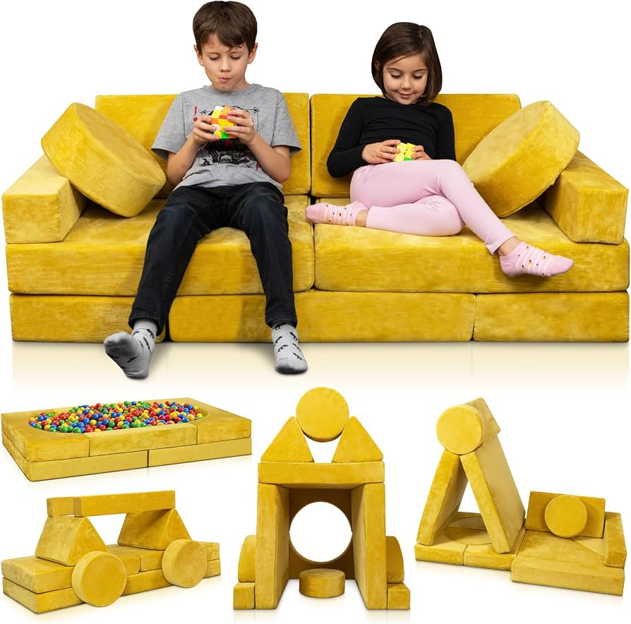 Lunix LX15 14pcs Modular Kids Play Couch, Child Sectional Sofa, Fortplay Bedroom and Playroom Fur... | Amazon (US)