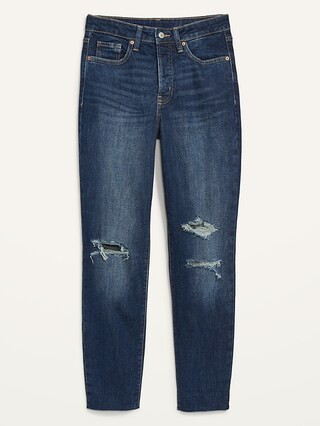 High-Waisted Button-Fly O.G. Straight Ripped Cut-Off Jeans for Women | Old Navy (US)