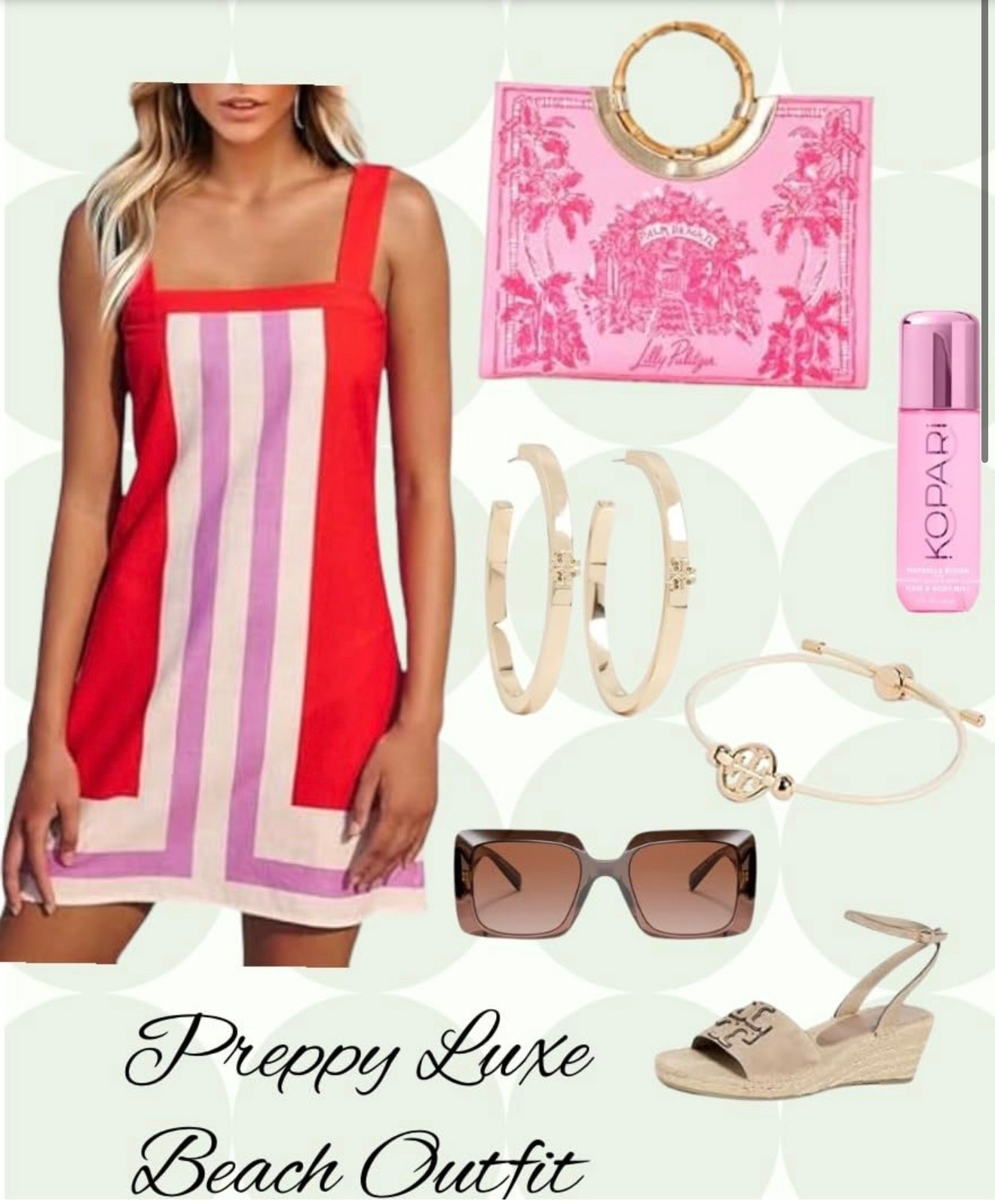 Super cute stylish preppy beach outfit!     Sandy toes, sun-kissed nose, and the cutest beach clothes. ✨🐚