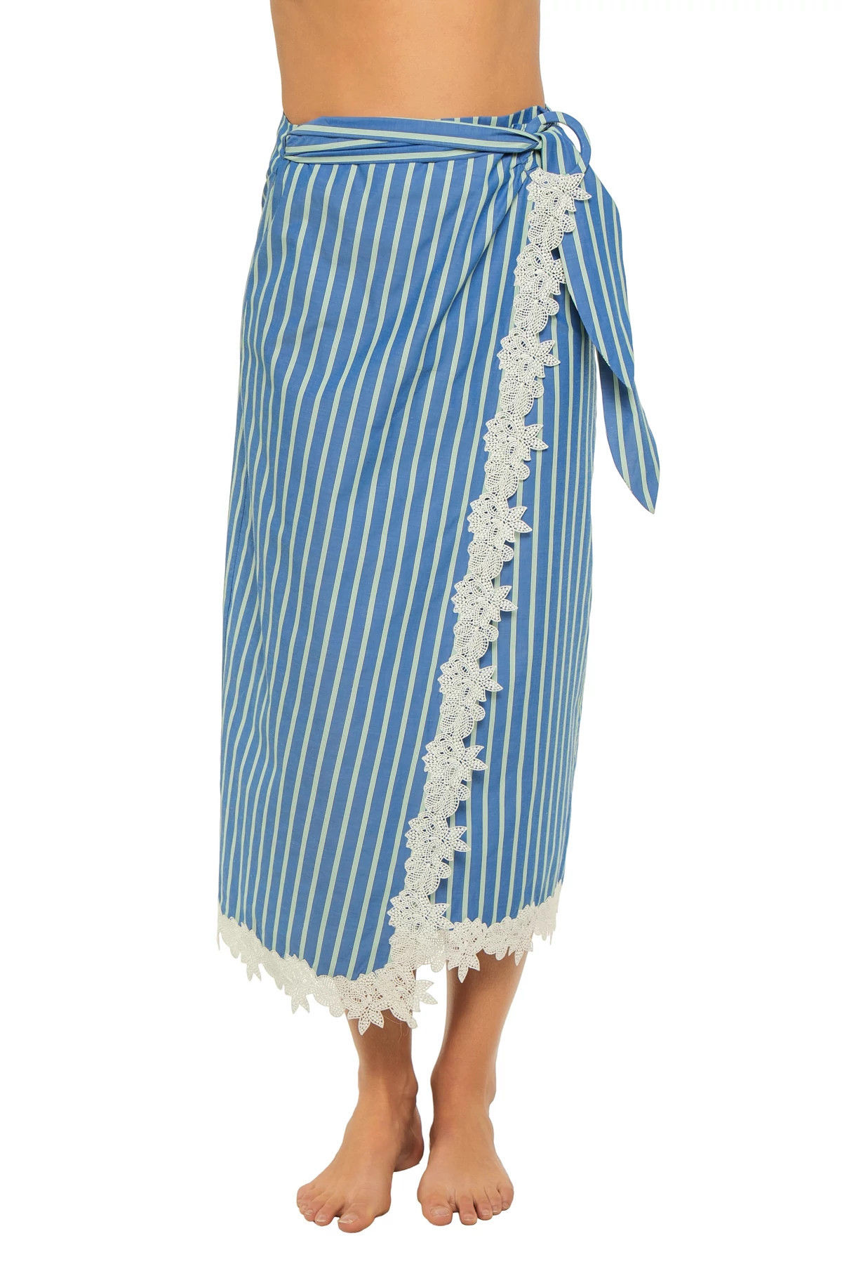 Loren Striped Lace Trim Midi Skirt | Everything But Water