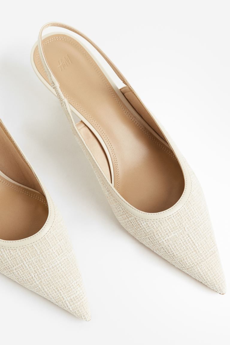 Textured Slingbacks - Light beige - Ladies | H&M US | H&M (US + CA)
