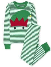 Unisex Kids Christmas Long Sleeve Elf Striped Snug Fit Cotton Pajamas | The Children's Place  - H... | The Children's Place