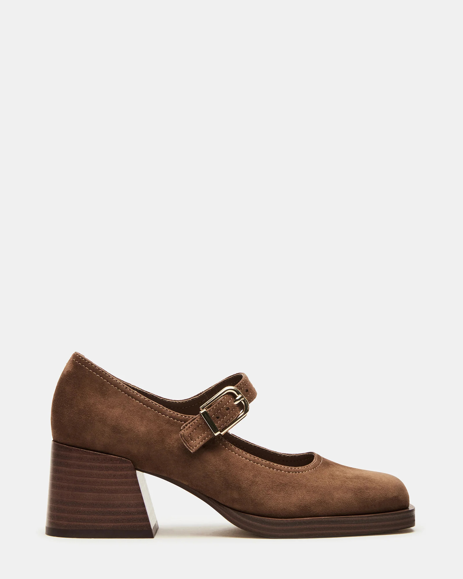 LISBON Chestnut Suede Square-Toe Mary Jane Women's Loafer | Steve Madden (US)