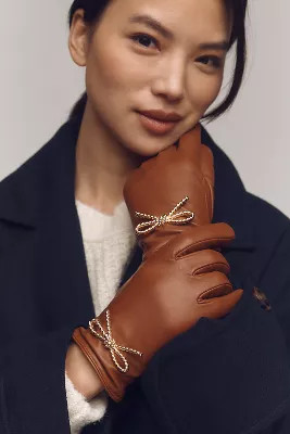 By Anthropologie Leather Bow Hardware Gloves | Anthropologie (US)
