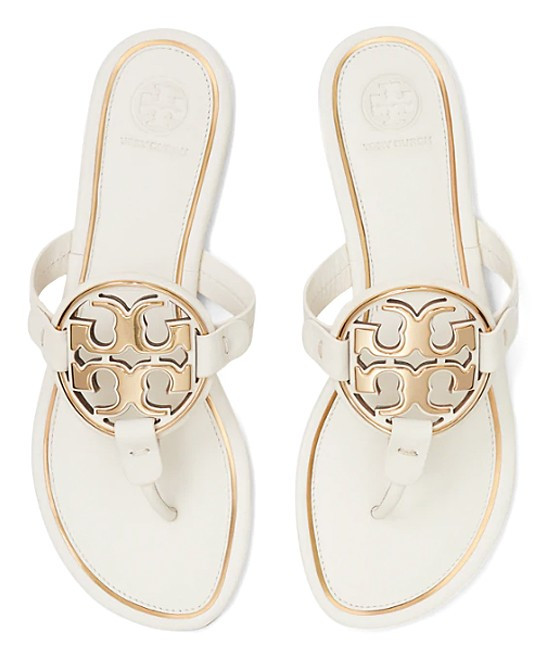 Tory Burch Women's Sandals Bleach - Bleach & Gold Miller Leather Sandal - Women | Zulily