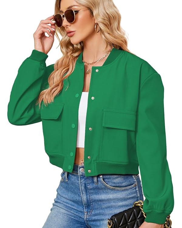 Zando Bomber Jacket Short Cropped Jacket Varsity Jackets Casual | Amazon (US)