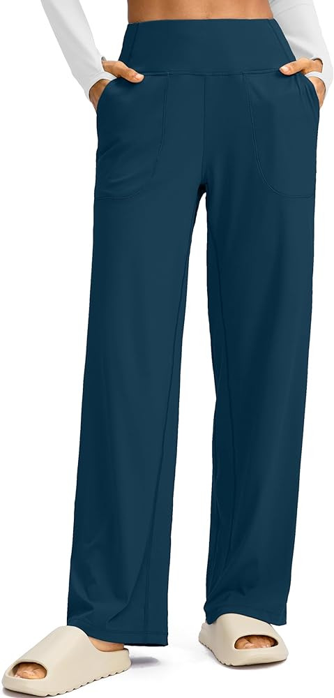 Soothfeel Wide Leg Pants for Women Yoga Work Pants with Pockets High Waist Lounge Sweatpants Dres... | Amazon (US)