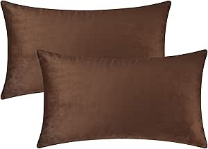 Mixhug Set of 2 Cozy Velvet Rectangle Decorative Throw Pillow Covers for Couch and Bed, Brown, 12... | Amazon (US)