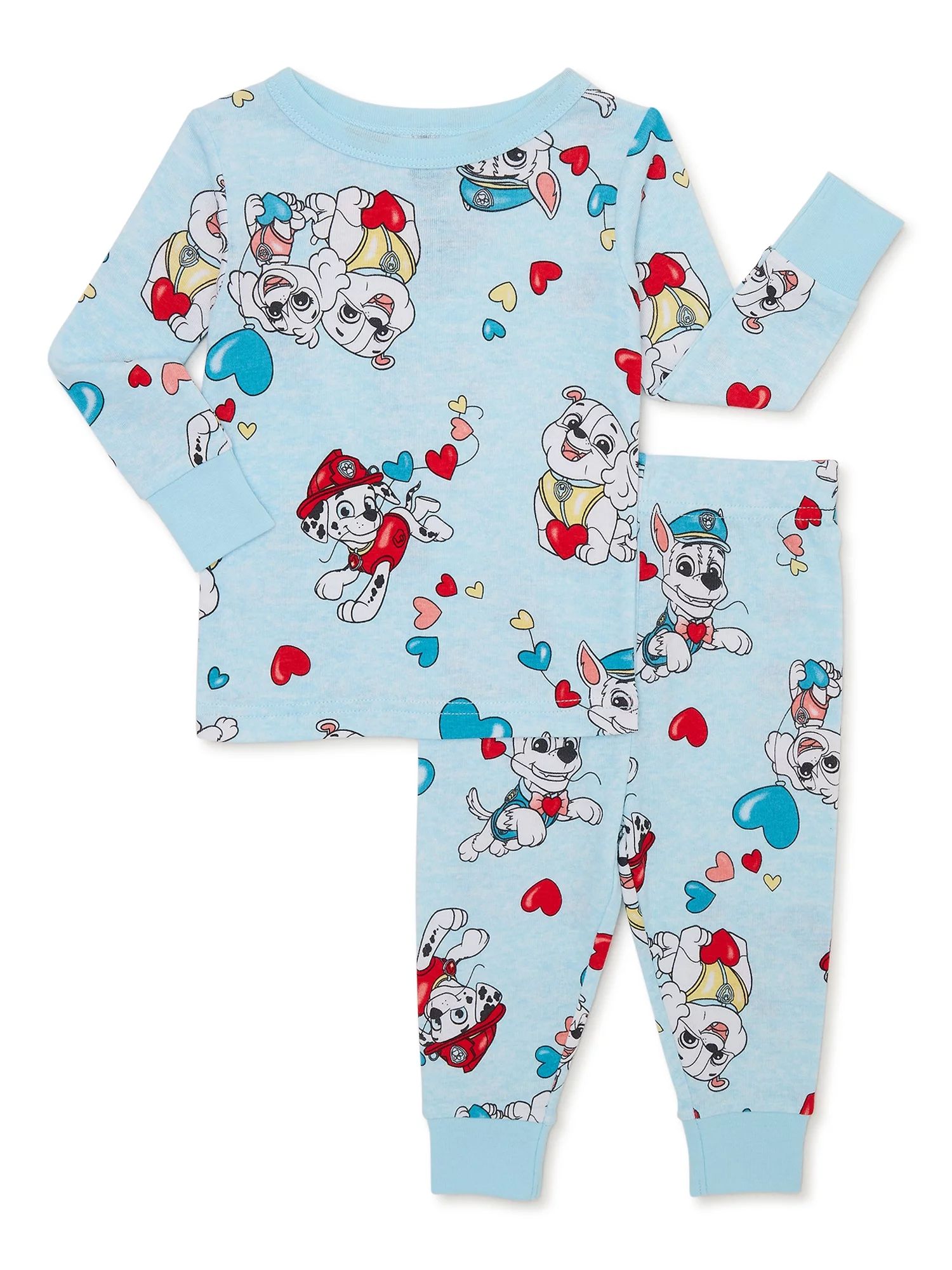 Paw Patrol Toddler Unisex Valentine's Day Long Sleeve Top and Pants, 2-Piece Pajama Set, Sizes 12... | Walmart (US)