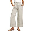 ANRABESS Women's Linen Pants Casual Loose High Waist Drawstring Wide Leg Capri Palazzo Pants Trou... | Amazon (US)