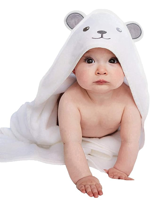 HIPHOP PANDA Hooded Towel - Rayon Made from Bamboo, Bath Towel with Bear Ears for Newborn, Babie,... | Amazon (US)