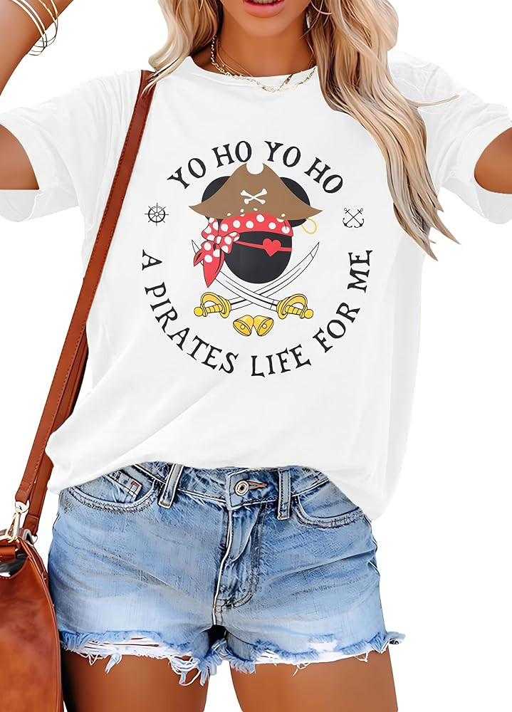 Pirate Shirts Women Yo Ho Yo Ho A Pirate Life for Me Shirt Cruise Tshirt Family Trip Tee Top | Amazon (US)