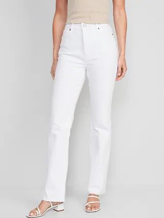 Extra High-Waisted Button-Fly White-Wash Cut-Off Kicker Boot-Cut Jeans for Women | Old Navy (US)