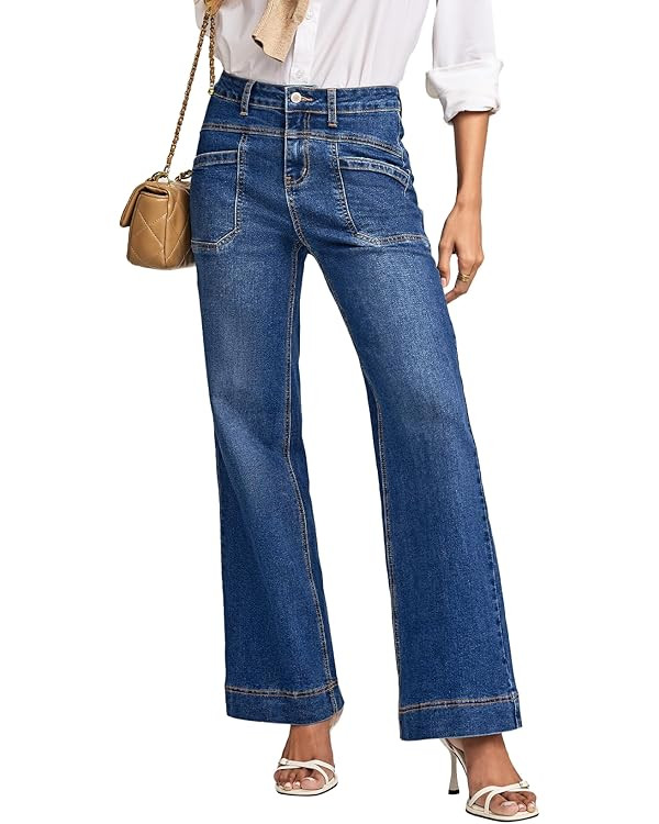 EVALESS Womens Jeans Wide Leg High Waisted Straight Bootcut Jeans Trendy Fall 2025 Zimbaplatinum ... | Amazon (US)