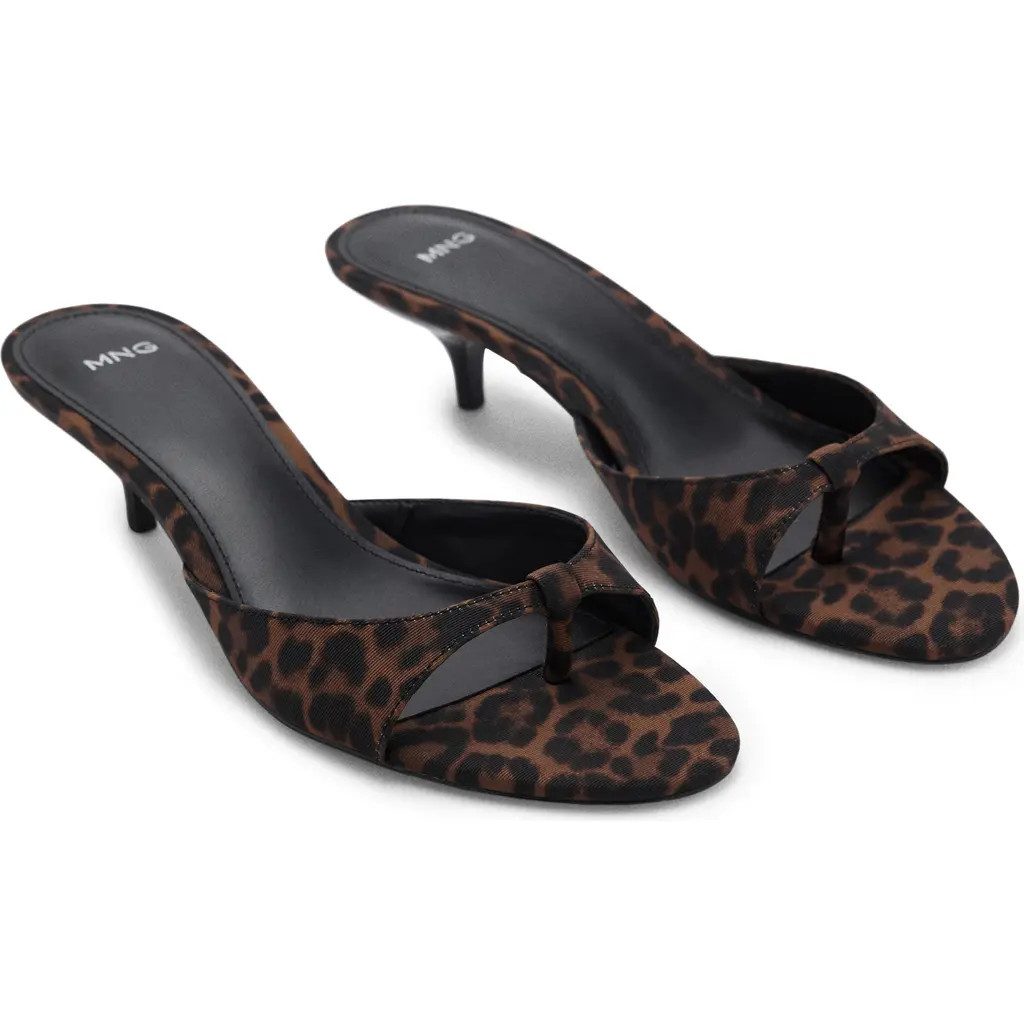 MANGO Leopard Print Kitten Heel Sandal in Brown at Nordstrom, Size 7.5Us | Nordstrom