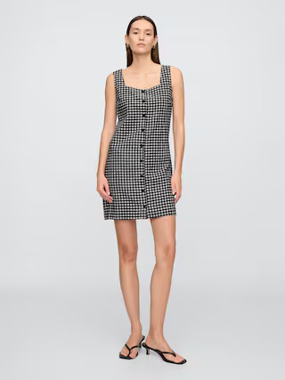 Linen-Blend Button-Front Mini Dress | Gap Factory