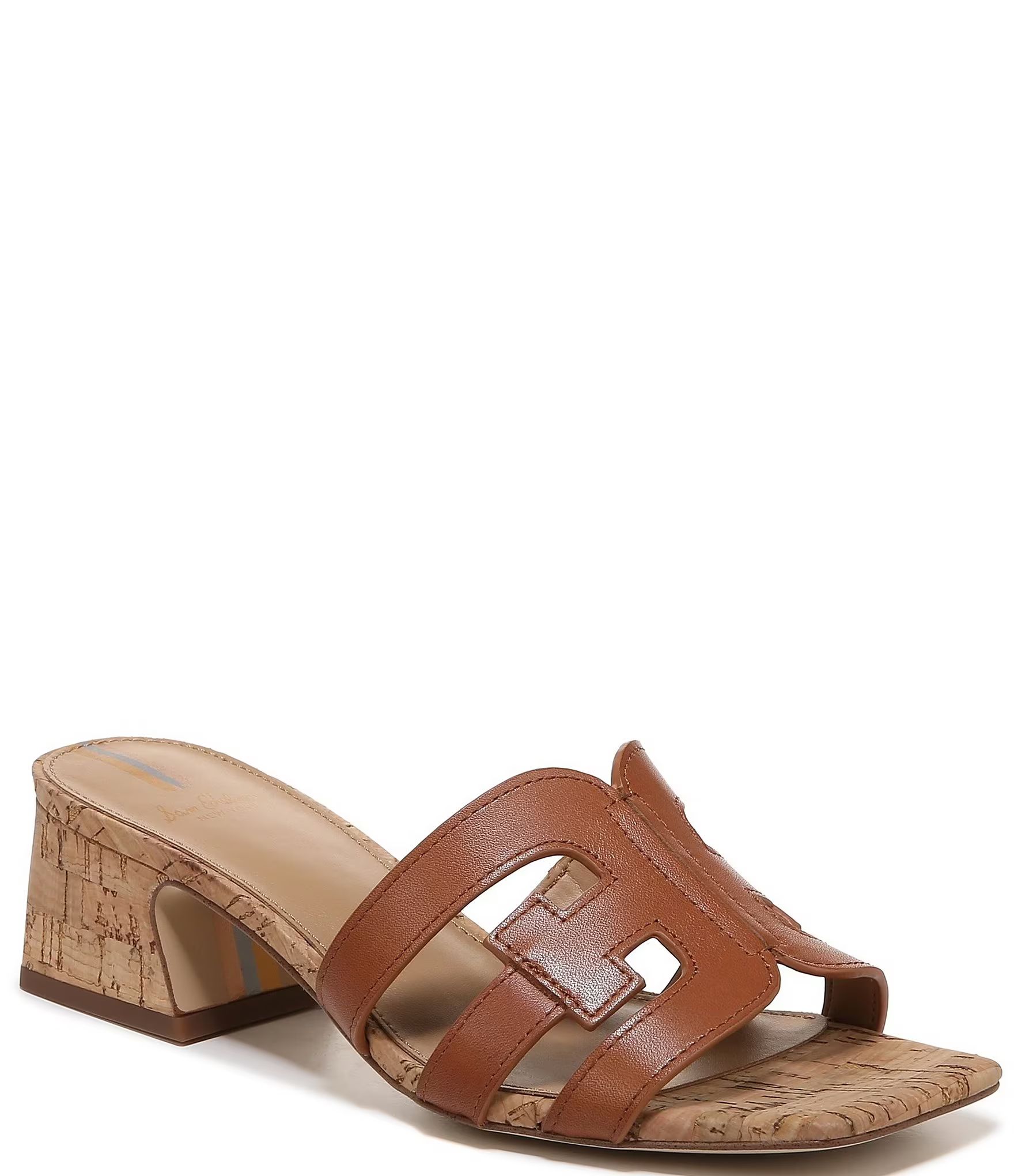 Winslow Leather Double E Cork Block Heel Slide Sandals | Dillard's