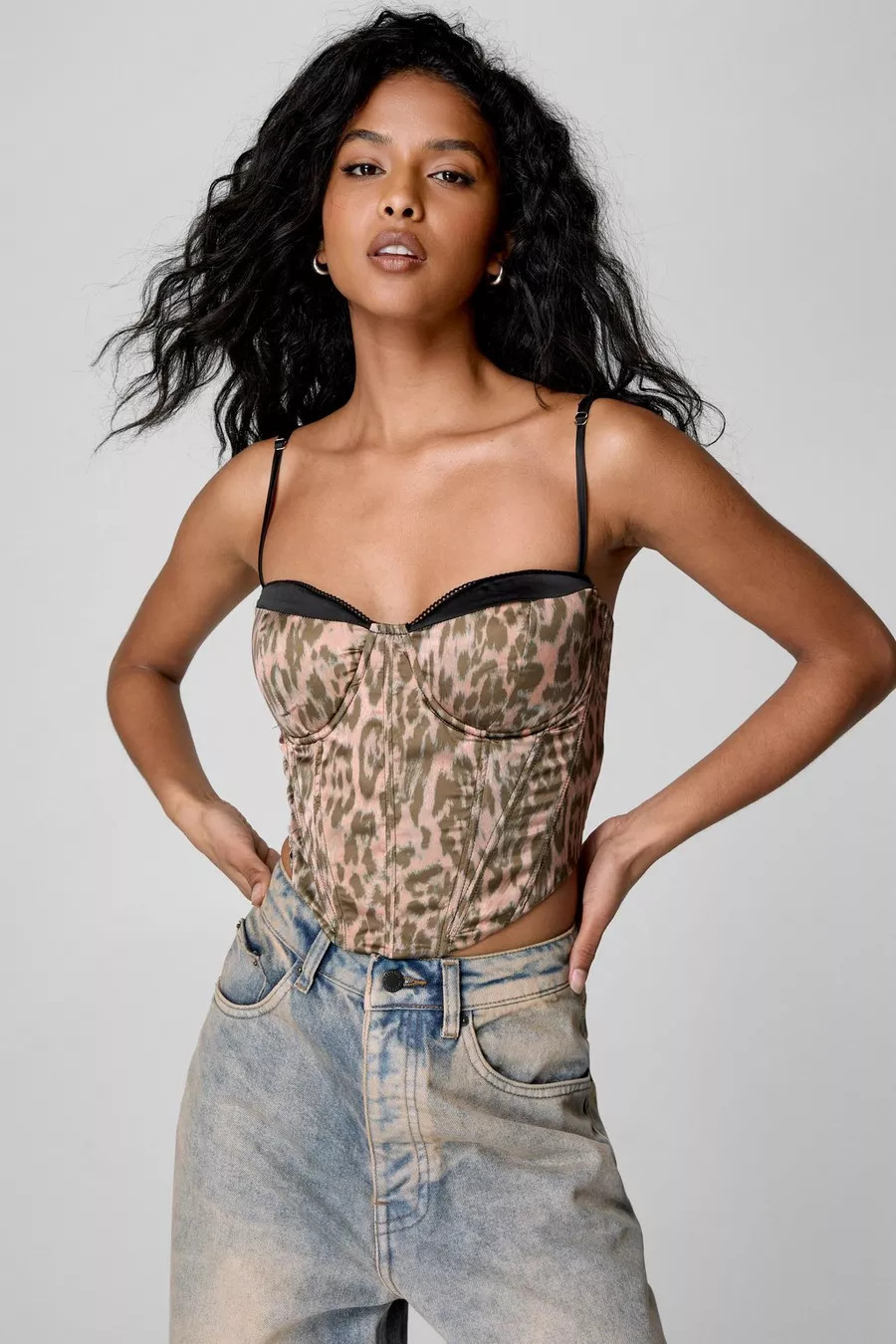 Leopard Print Satin Cupped Corset Top | Nasty Gal US