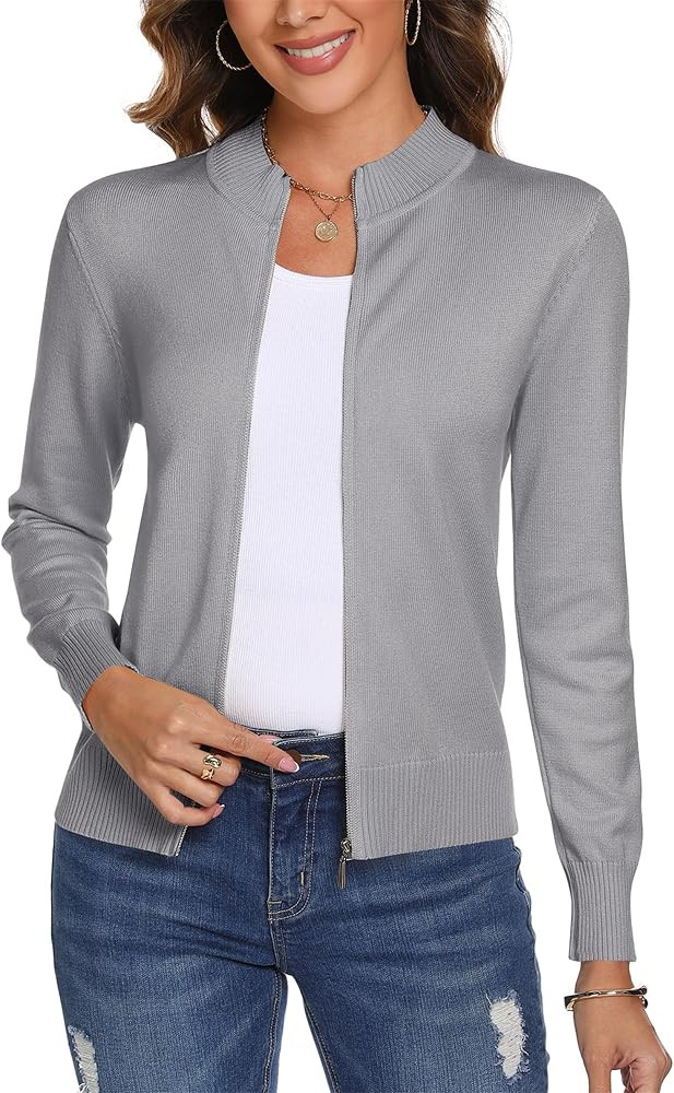 Totatuit Womens Long Sleeve Knitted Zip Up Cardigans Sweaters | Amazon (US)