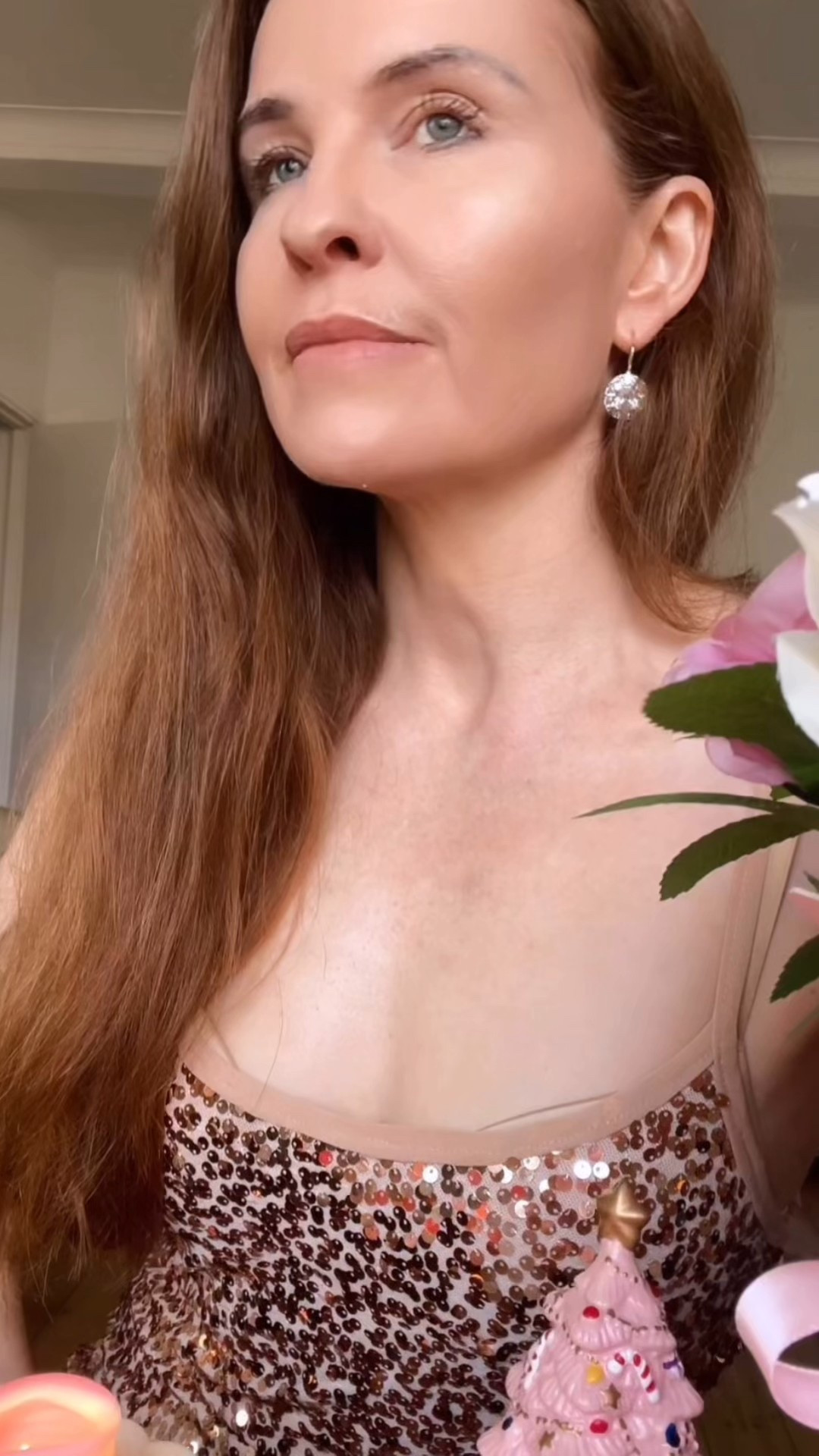 Found the most PERFECT full coverage lightweight foundation that covers imperfections and wrinkles without creasing !!! Obsessed ! 
Dress and earrings linked below ! Perfect festive glam look ! 

#LTKgiftguide #LTKstyletip #LTKbeauty