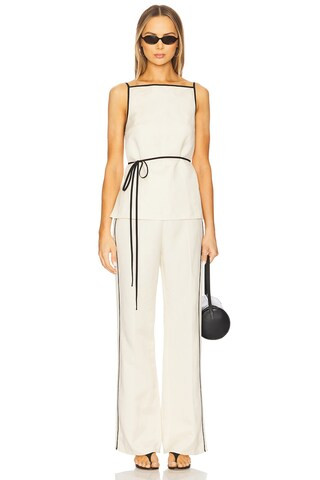 Shona Joy Billie Contrast Tie Top in Ecru from Revolve.com | Revolve Clothing (Global)