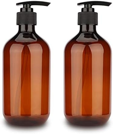 sdoot Shampoo Bottles with Pump, 17oz Refillable Amber Plastic Pump Dispenser Bottle for Soap Shampo | Amazon (US)