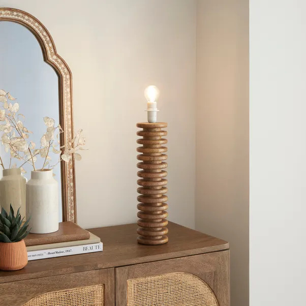 Maple Ribbed Wooden Table Lamp Base | Dunelm