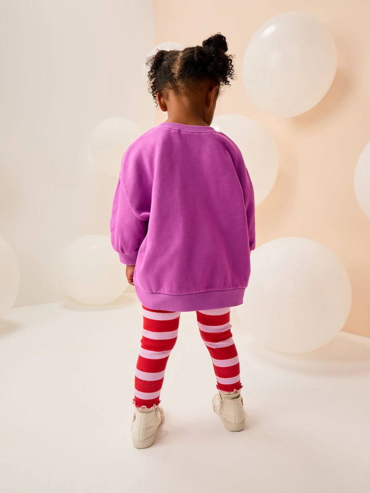 Purple Squeaky Reindeer Christmas Sweatshirt & Leggings Set (3mths-7yrs) | Next US