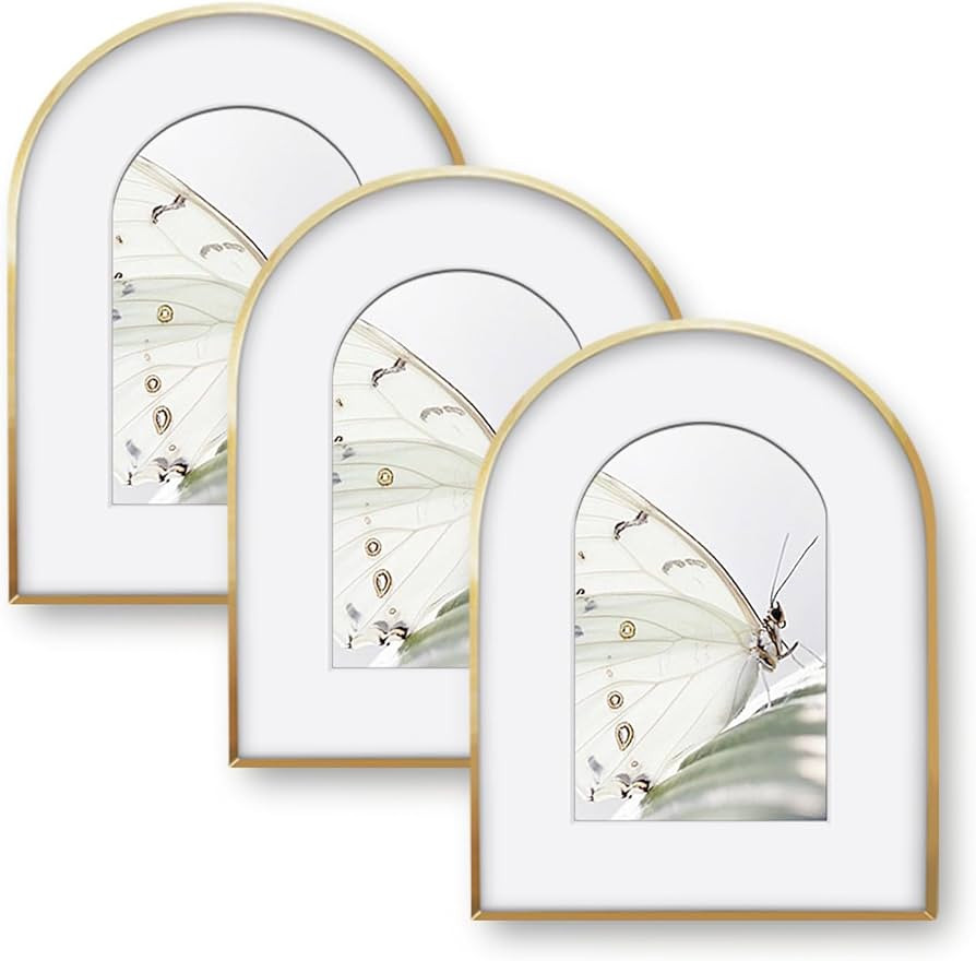 3 Pack Elegant Aluminum Arch Picture Frames - Wall Mount & Tabletop Display, Includes Non-Removab... | Amazon (US)