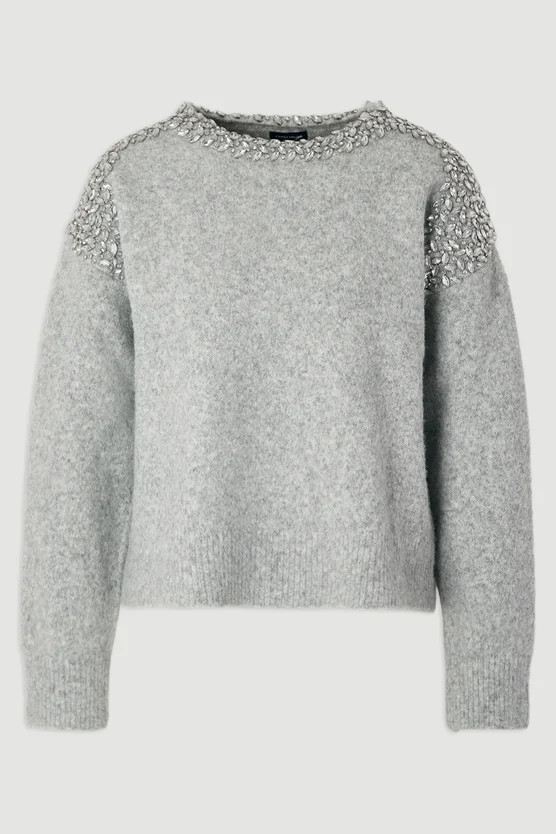 Embellished Trim Cozy Knit Sweater | Karen Millen US